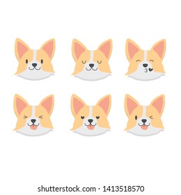Cute corgi dog emoticon set