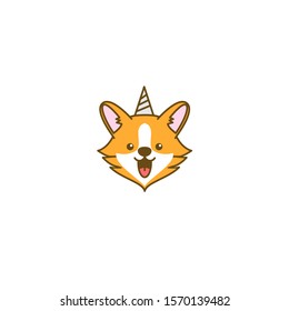 cute corgi dog head logo icon design vector illustration
