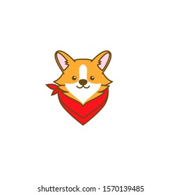 cute corgi dog head logo icon design vector illustration