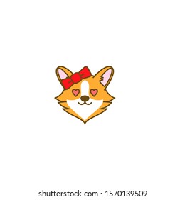 cute corgi dog head logo icon design vector illustration