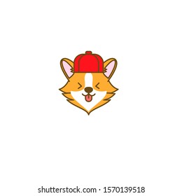 cute corgi dog head logo icon design vector illustration