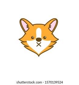 cute corgi dog head logo icon design vector illustration