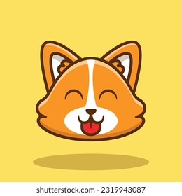 Cute Corgi Dog Head Vector Cartoon Illustration