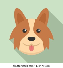 Cute corgi dog icon. Flat illustration of cute corgi dog vector icon for web design