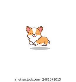 Cute corgi dog jumping cartoon, vector illustration