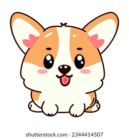 cute corgi dog kawaii pink vector illustration