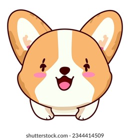 cute corgi dog kawaii pink vector illustration