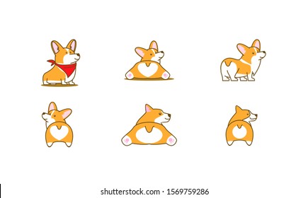 Cute Corgi Dog Logo Icon Design Vector Illustration