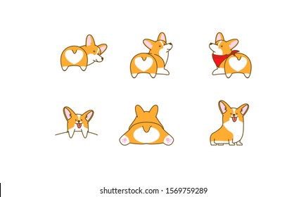 cute corgi dog logo icon design vector illustration