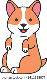 Cute corgi dog lying on the floor. Vector illustration.
