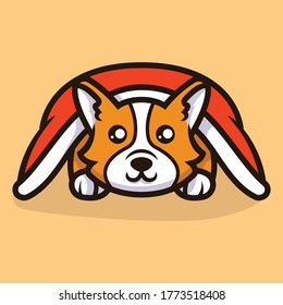 Cute corgi dog mascot illustration vector