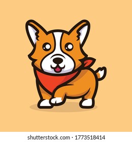 Cute corgi dog mascot illustration vector