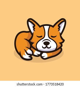 Cute corgi dog mascot illustration vector