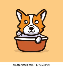 Cute corgi dog mascot illustration vector