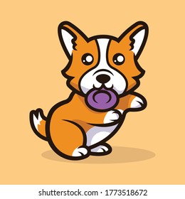 Cute corgi dog mascot illustration vector