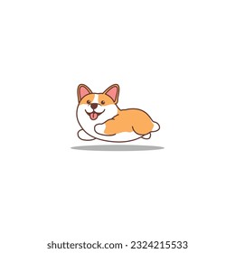 Cute corgi dog running cartoon, vector illustration