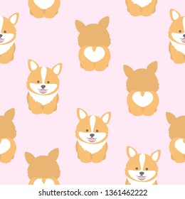 Cute corgi dog seamless pattern vector