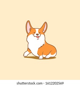 cute corgi dog sitting. can be use for design element, sticker, etc