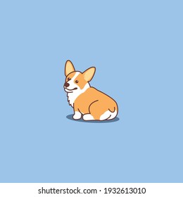 Cute Corgi Dog Sitting Cartoon, Vector Illustration