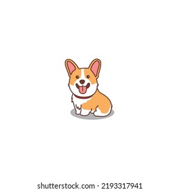 Cute corgi dog sitting cartoon, vector illustration