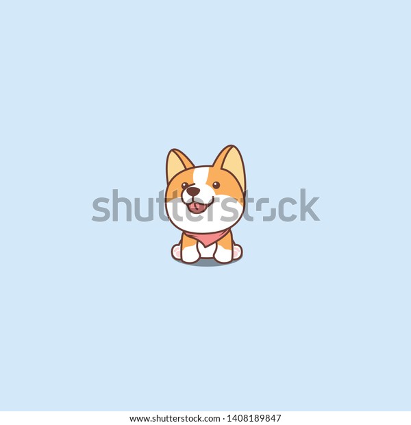 Cute Corgi Dog Sitting Smiling Cartoon Stock Vector Royalty Free 1408189847
