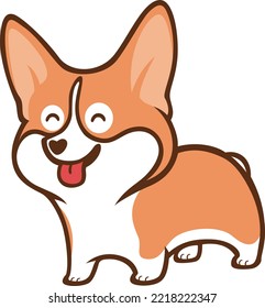 A Cute Corgi Dog Smiling. Cartoon Character Design