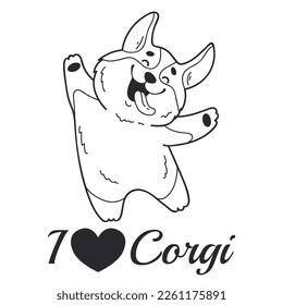 Cute corgi dog sticker kawaii print puppy cartoon concept. Vector graphic design illustration