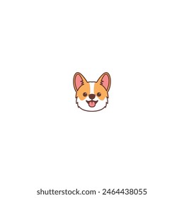 Cute corgi dog tongue sticking out cartoon, vector illustration