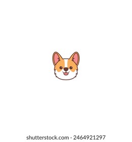 Cute corgi dog tongue sticking out cartoon, vector illustration