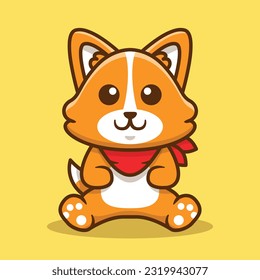 Cute Corgi Dog Vector Cartoon Illustration