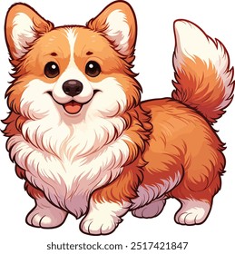 Ilustración linda de la historieta del Vector del perro de Corgi