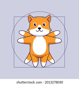 Cute corgi dog in vitruvian illustration concept