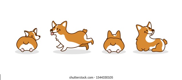 Cute corgi dogs. Puppy. Hand drawn corgi dogs. Vector