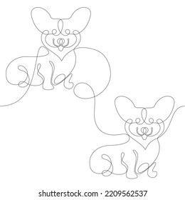 Cute corgi dogs seamless one line continuous drawing for sewing, stitching, quilting. Children textile craft pattern. svg