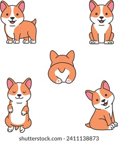 Perros de corgi. Ilustración vectorial en estilo plano.