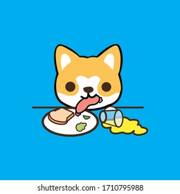 Cute Corgi Eating - vector clipart