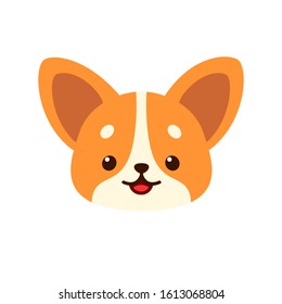 Cute corgi face. Vector illustration isolated on white background