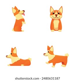 Cute corgi icons set cartoon vector. Sitting and lying dog. Cartoon character