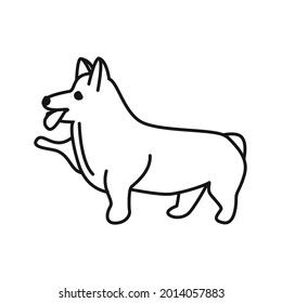 Cute corgi isolated vector illustration. Dog doodle outline icon.