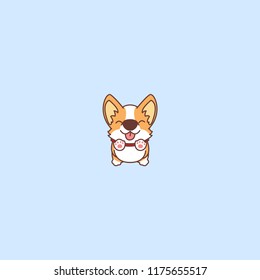 Cute corgi jumping, vector illustration