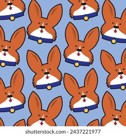 Cute Corgi Pattern. Seamless Fun Background. Vector Illustration Clipart  