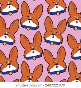 Cute Corgi Pattern. Seamless Fun Background. Vector Illustration Clipart  