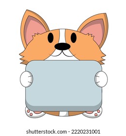Corgi lindo con afiche sin texto en color para felicitación