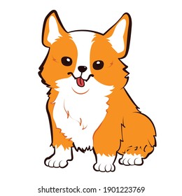 Cute corgi puppy cartoon, vector illustration