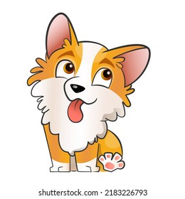 Cute corgi puppy character vector illustration in flat cartoon style