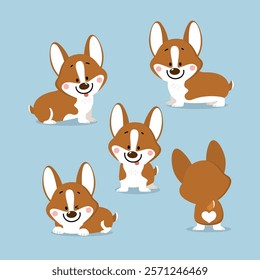 Cute corgi puppy dog cartoon character. Kawaii friendly pet animal vector.