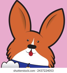 Cute Corgi Puppy Dog. Smiling Face Tongue Out. Pembroke Welsh. Vector Illustration Clipart. 