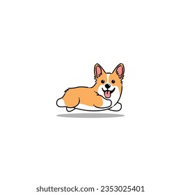 Cute corgi puppy running cartoon, vector illustration