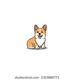 Cute corgi puppy sitting cartoon, vector illustration