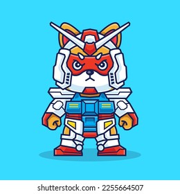 Cute Corgi Robot Dog Cartoon Vector Icon Illustration. Animal Technology Icon Concept Isolated Premium Vector. Flat Cartoon Style